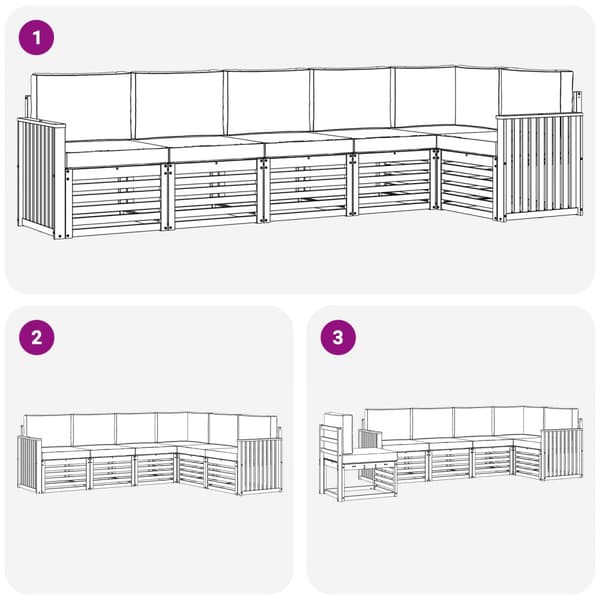 Utomhussoffset 6 pcs Vit och grädde 306 x 128,5 x 73 cm