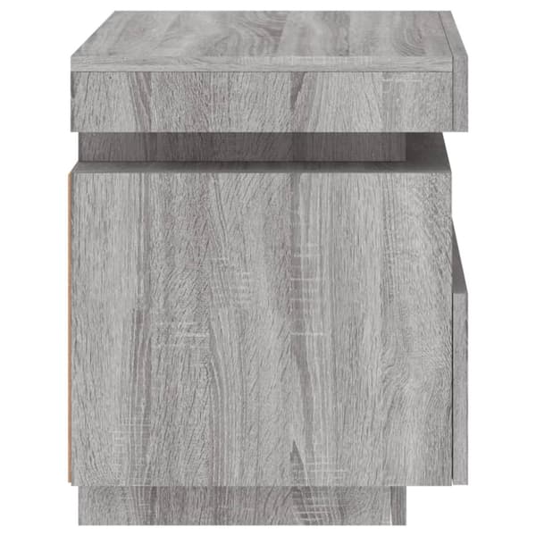 Sängbord med LED-belysning grå sonoma 40x39x48,5 cm
