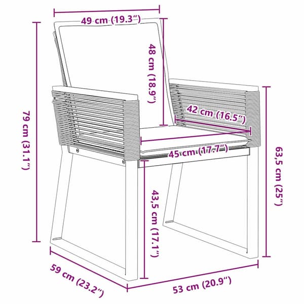 Trädgårdsmöbelset 7 pcs Svart Pulverlackerat stål