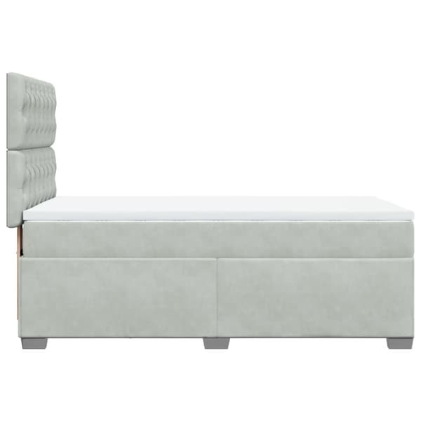 Ramsäng med madrass ljusgrå 90x190 cm sammet