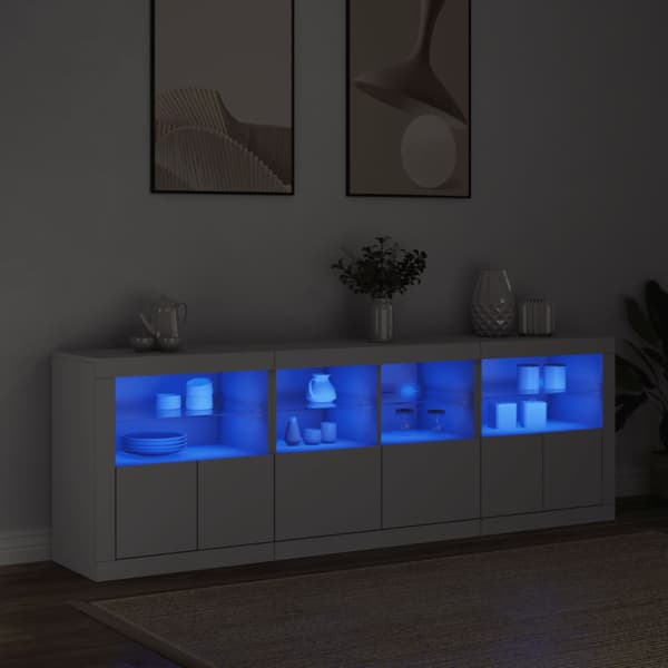 Skänk med LED-belysning vit 202x37x67 cm