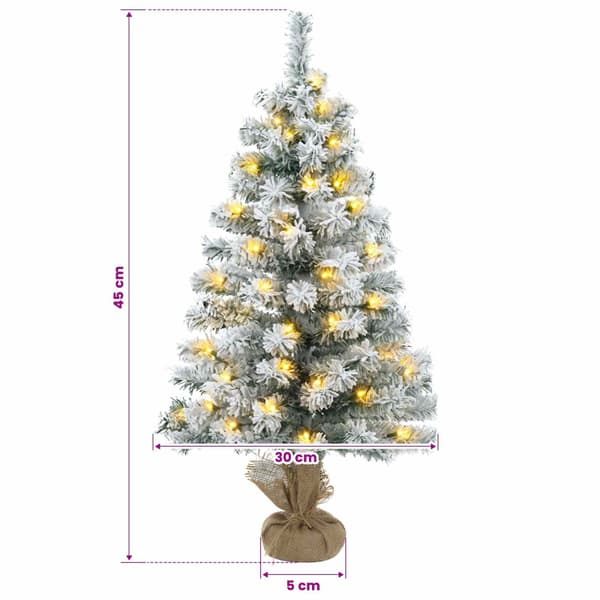 Mini julgran 45 cm 25 LED-lampor Varmvit PVC Grön och Vit