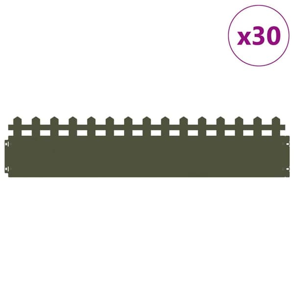 Gräskanter 30 pcs Olivgrön 103 x 0,05 x 22 cm Stål