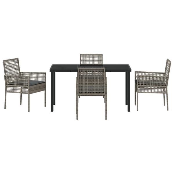 Trädgårdsmöbelset med kudde 5 pcs Grå konstrotting
