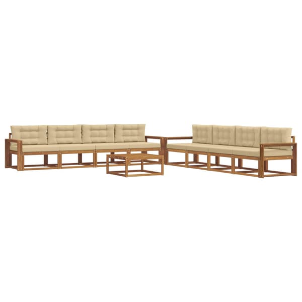 Utomhussoffset med kudde 9 pcs Naturlig och Beige