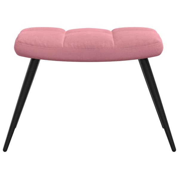 Vilstol med fotpall rosa sammet