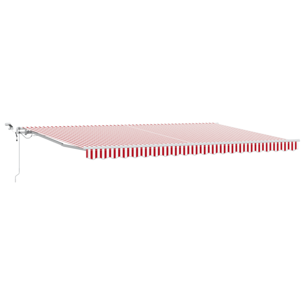 Utfällbar markis Röd och Vit 500 × 350 cm Polyester och metall