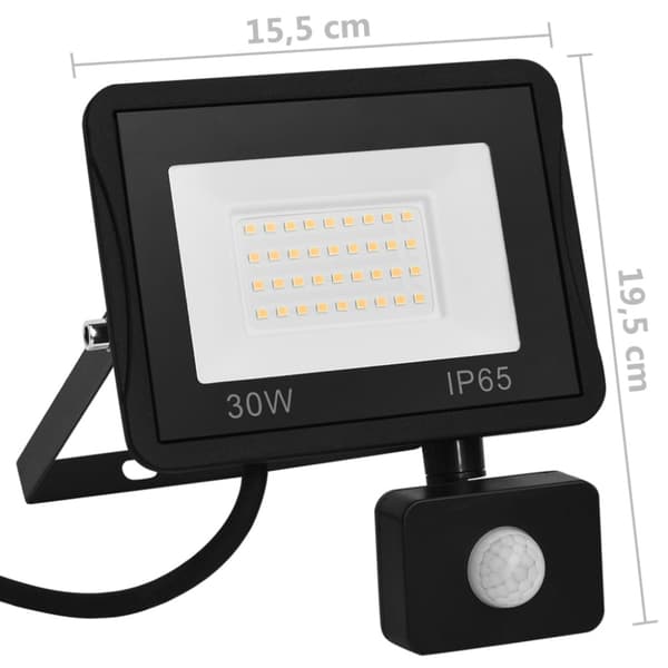 Strålkastare med sensor 30 W LED kallvit