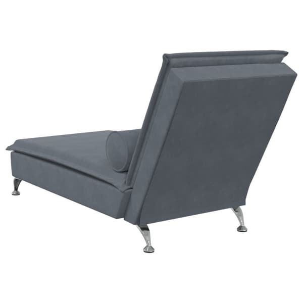 Massageschäslong med bolster mörkgrå sammet