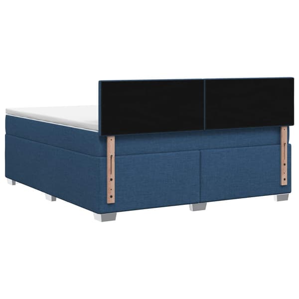 Boxspring säng med madrass och LED Blå 180 x 200 cm Tyg