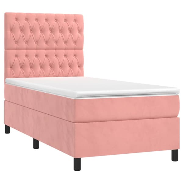 Ramsäng med madrass rosa 90x200 cm sammet