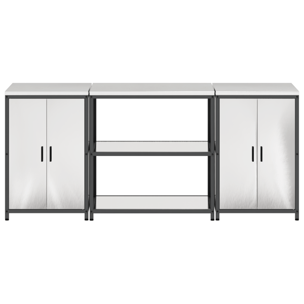 Köksförvaringsset med hylla 3 pcs Silver Rostfritt stål