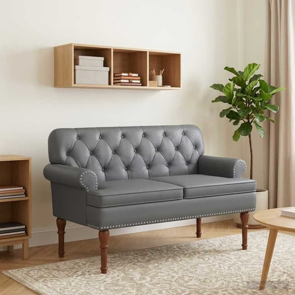 Loveseat med knapprapport Grå 120 x 65 x 77 cm Konstläder