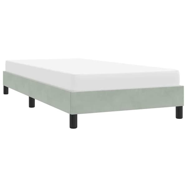 Sängram utan madrass ljusgrå 100x210 cm sammet