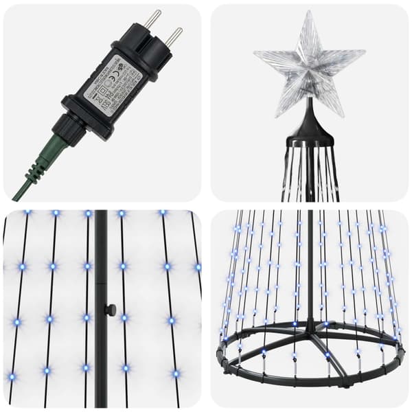 LED-konjulgran 250 cm 470 LED-lampor Blå Stål Vit