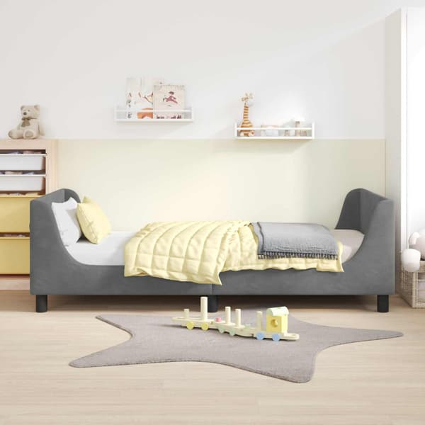 Barnsängram med sänggavel Mörkgrå 90 x 200 cm Sammet