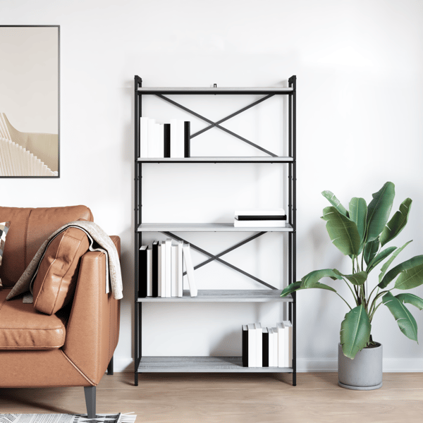 Hyllsystem Grå sonoma 80 x 30 x 155 cm Konstruerat trä