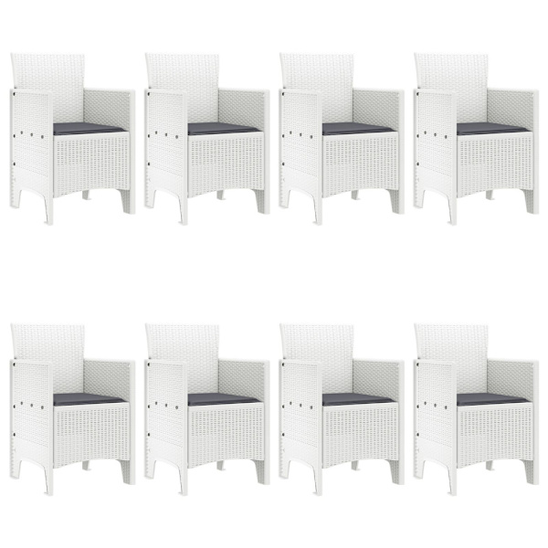 Trädgårdsmöbelset 9 pcs Vit Polypropylen