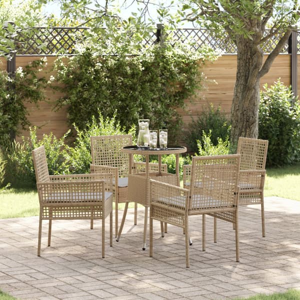 Trädgårdsmöbelset 5 pcs Beige konstrotting