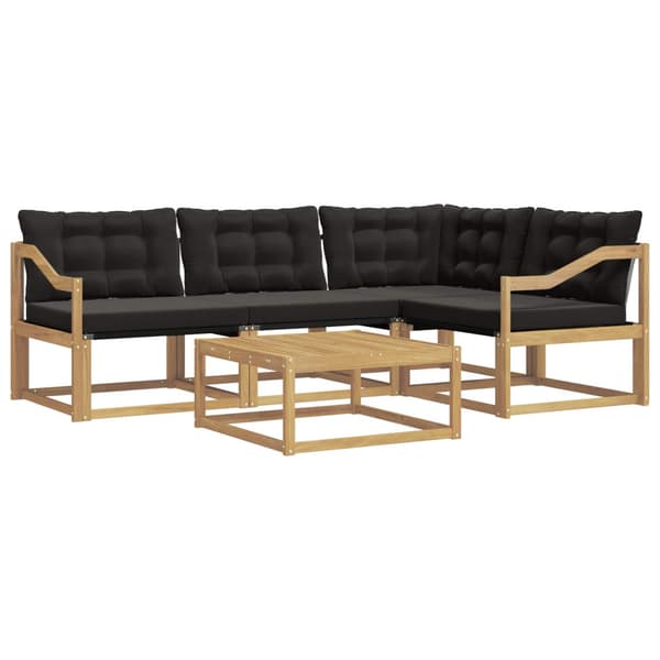 Utomhussoffset 5 pcs Vit och svart 79 x 79 x 37 cm