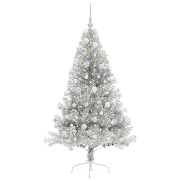Konstgjord Förbelyst Julgran Silver 150 cm PET