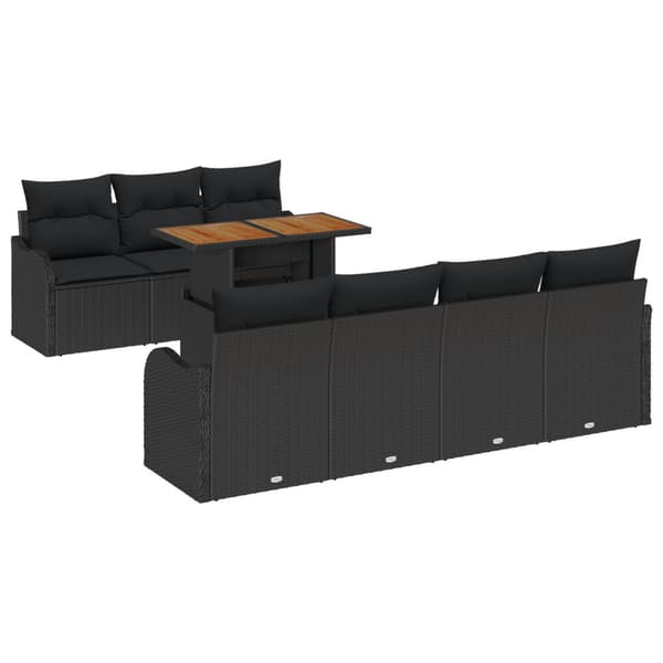 Trädgårdsoffset med lagring 8 pcs Svart Poly rattan