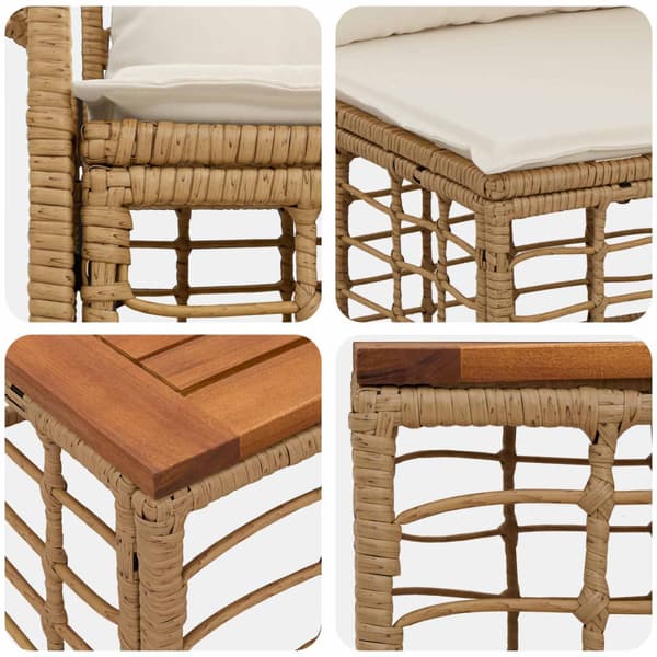 Utomhussoffset 13 pcs Naturlig och Creamvit Polyester