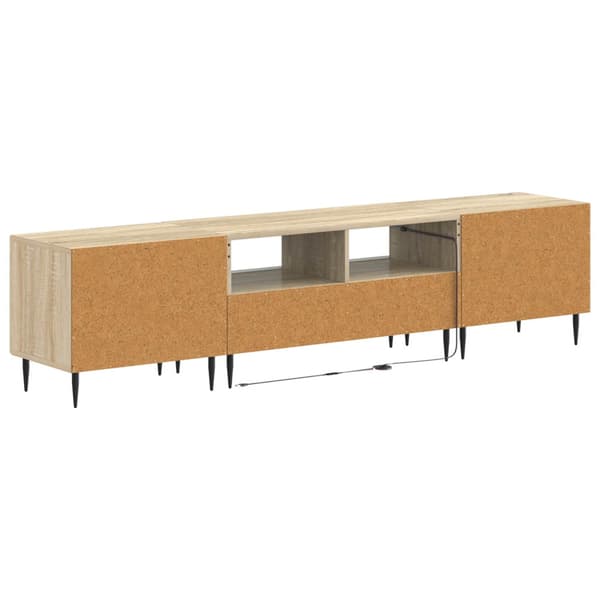 3-delad LED TV-bänk Sonoma-ek Konstruerat trä