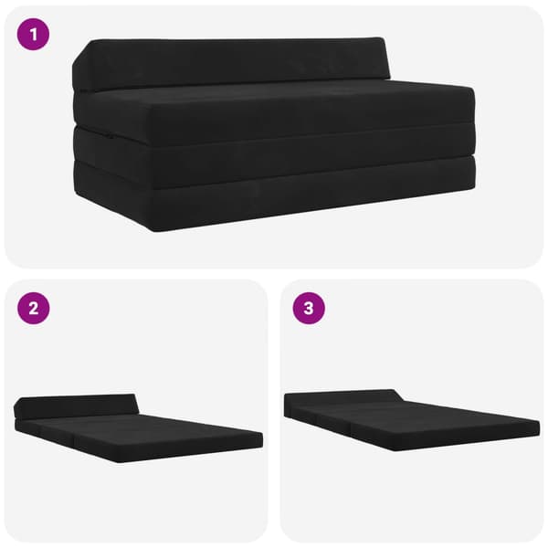 Fällbar Soffbed Svart 120 x 60 x 49 cm Tyg