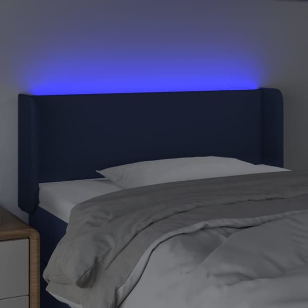Sänggavel LED blå 93x16x78/88 cm tyg