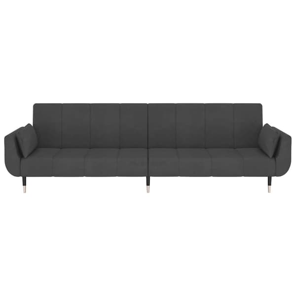 Bäddsoffa 2-sits med två kuddar mörkgrå sammet