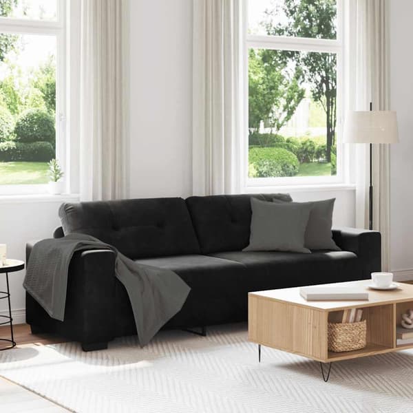 3-sitssoffa svart 220x78x80 cm sammet
