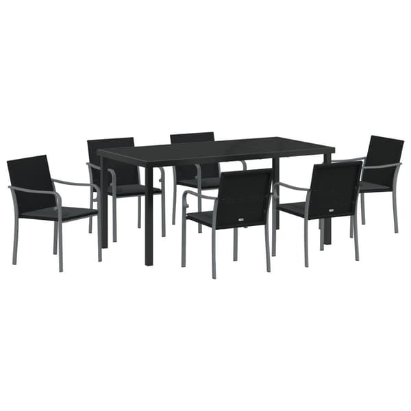 Trädgårdsmöbelset 7 pcs Svart och Grå PE Rattan