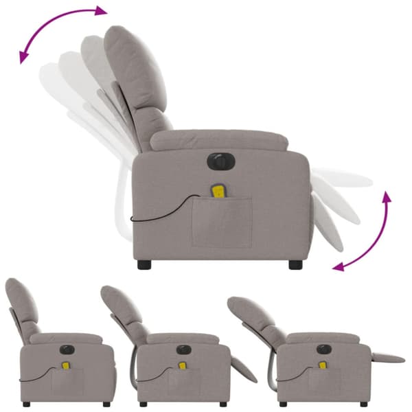 Elektrisk massagefåtölj taupe tyg