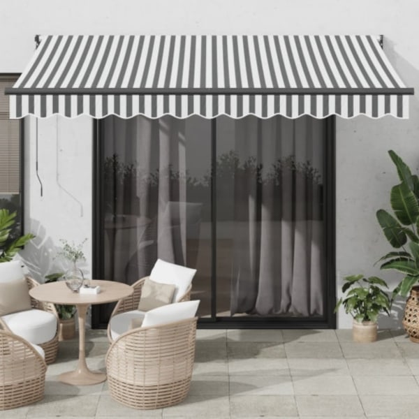 Markis infällbar antracit och vit 3,5x2,5 m tyg&aluminium