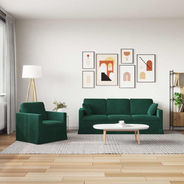 Soffset 2 pcs Mörkgrön 198 x 78 x 80 cm Sammet