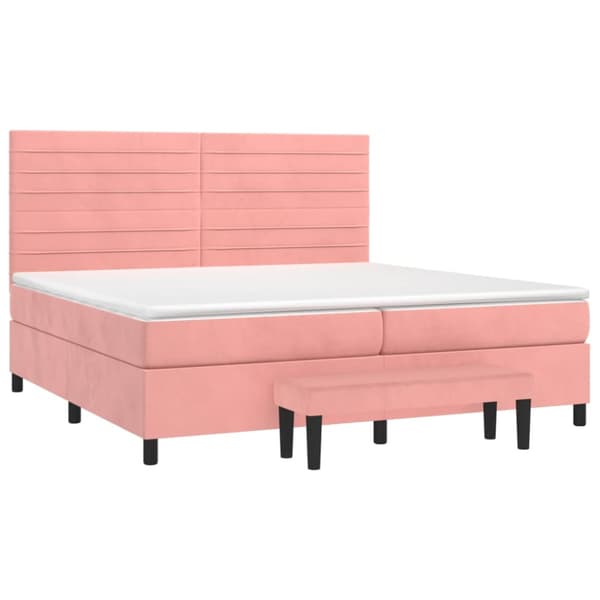 Ramsäng med madrass rosa 200x200 cm sammet