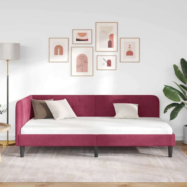 Hörn Sängram Vinröd 90 x 190 cm Sammet