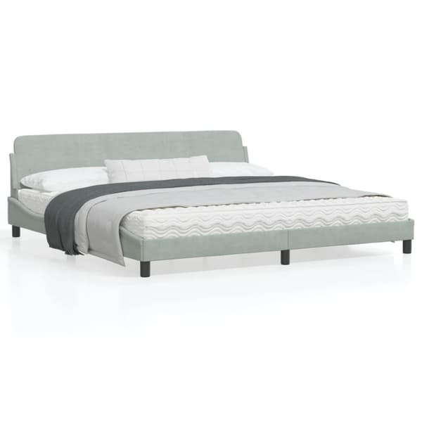 Bed Frame "Dover" Light Grey 200x200 cm Velvet