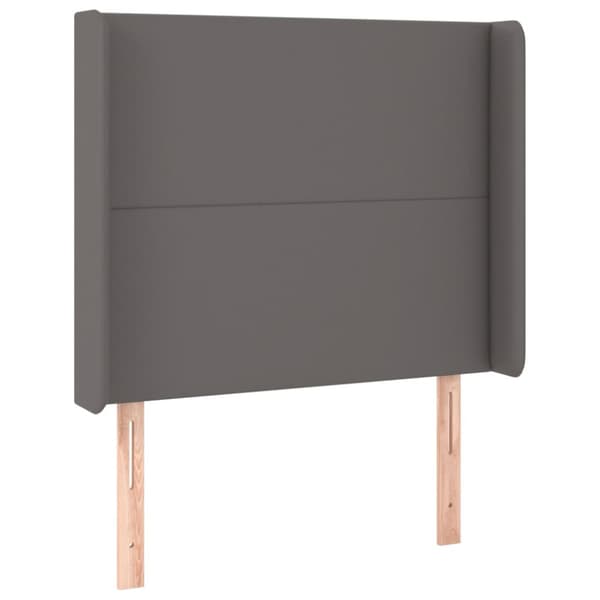Ramsäng med madrass & LED grå 90x190 cm konstläder