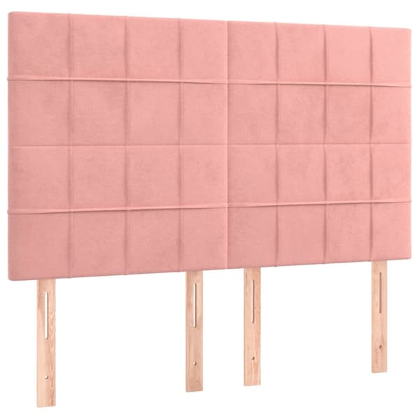Ramsäng med madrass rosa & LED 140x200 cm sammet