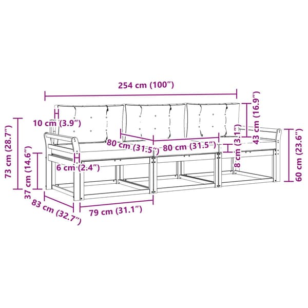 Utomhussoffset med kudde 3 pcs Vit och Beige Polyester