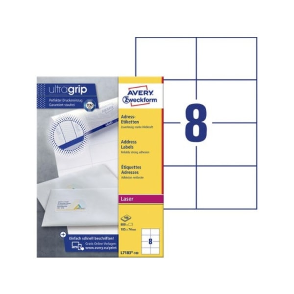 Etikett AVERY Laser 105x74mm 800/fp
