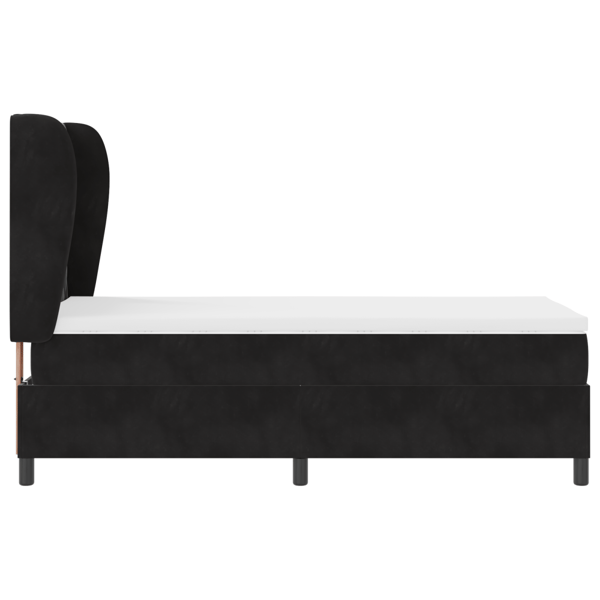 Bäddfjäder med huvudgavel Svart 200 x 90 cm Sammet