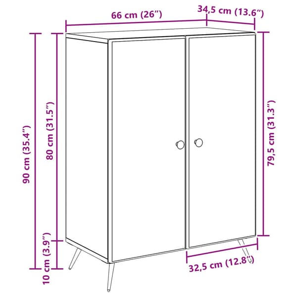 Sideboard Vit 66 x 34,5 x 90 cm Konstruerat trä