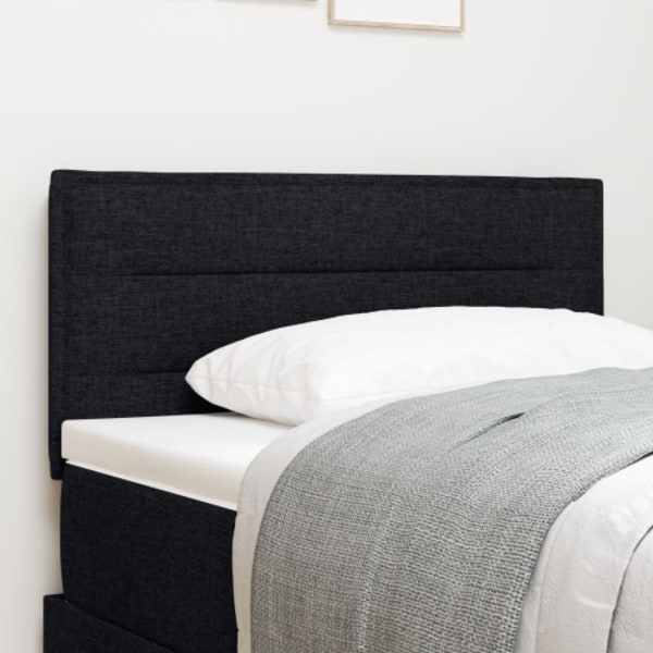 LED-sänggavel linjedesign svart 90 cm tyg
