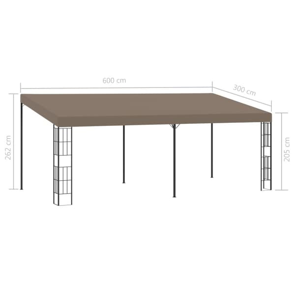 Väggmonterad paviljong 6x3 m taupe tyg