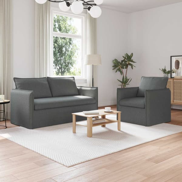 Soffset 2 pcs Mörkgrå 156 x 82 x 85 cm Tyg