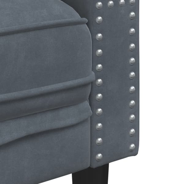 Soffgrupp chesterfield 3 delar bolsterkuddar mörkgrå sammet