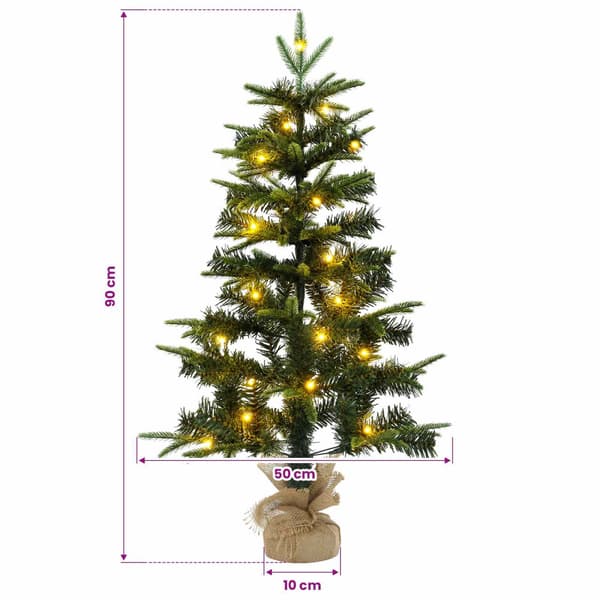 Mini julgran 90 cm 50 LED-lampor Varmvit PVC och PE Grön